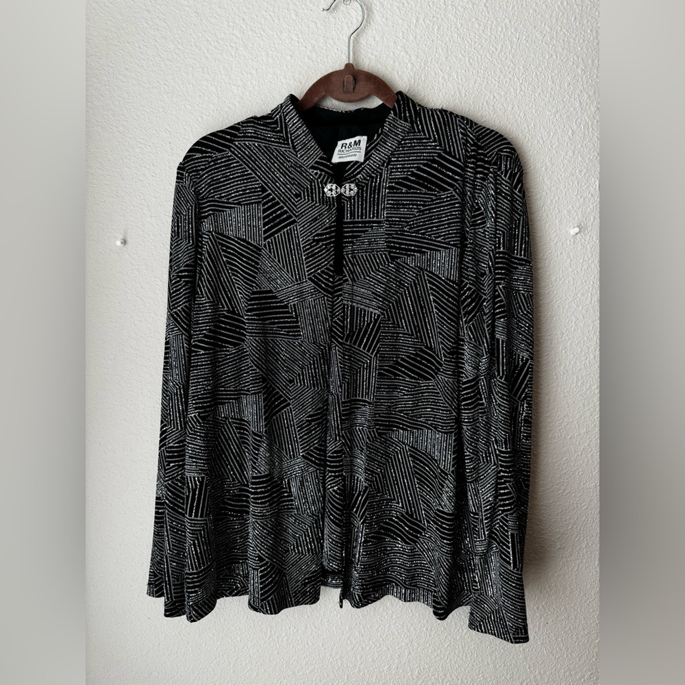 R&M Richards Black Dress shirt with Silver Accents